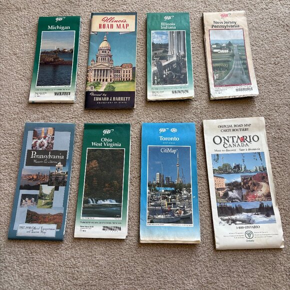 Road Maps - Lot of 8 - See description for locations - Picture 1 of 6